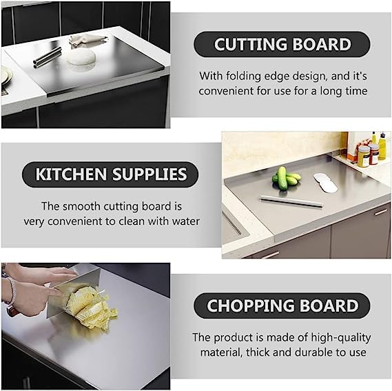 Scratch Less Stainless Steel Kitchen Chopping Board 41 x 31 Cm (Big Size)