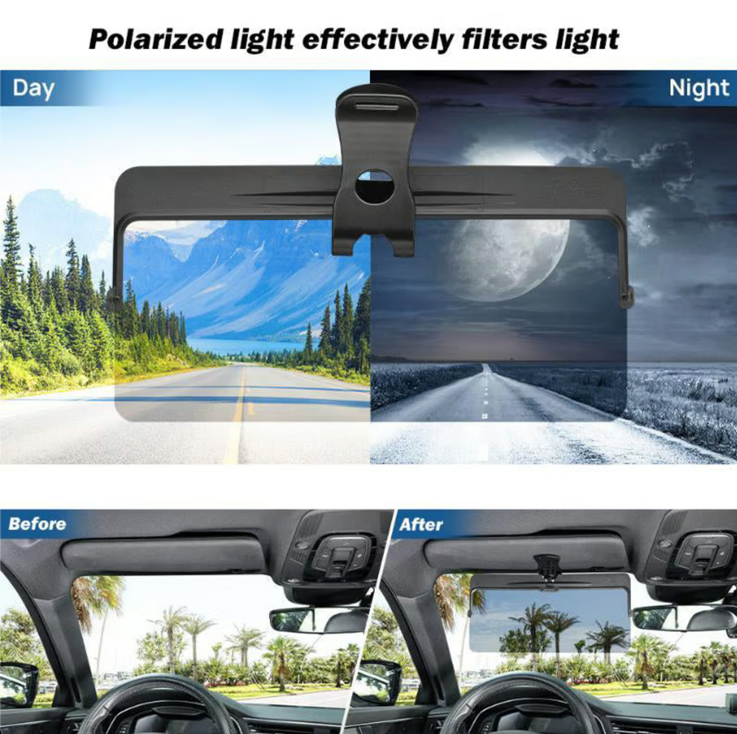 2 in 1 Car Day and Night Visor for all Cars (Large Anti-Glare Visor)